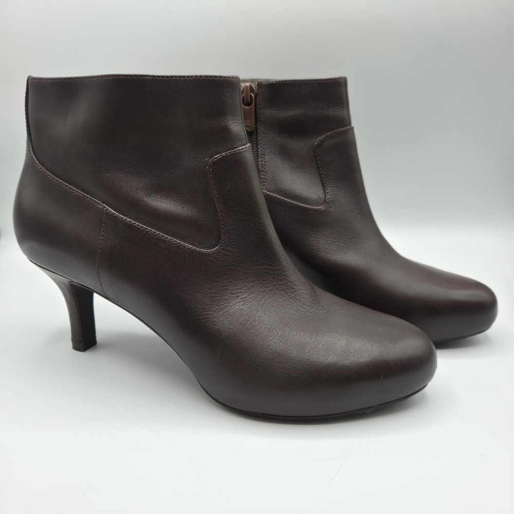 Rockport Brown Leather Ankle‎ Boots Kitten Heel ADIPRENE V75985 Womens 7 M